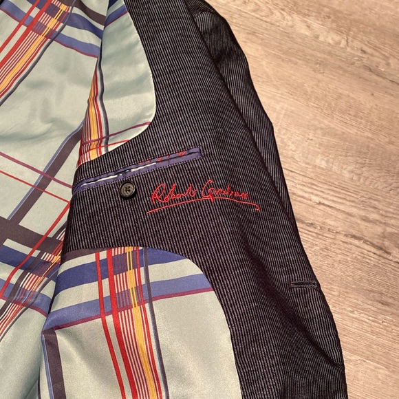 Robert Graham Mens Sport Coat 42L Blue Cotton Corduroy 2 Button Blazer Jacket - Picture 6 of 7